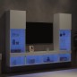 vidaXL Muebles de TV de pared con LED 5 pzas madera ingeniería blanco