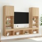 vidaXL Muebles TV pared con LED 5 pzas madera ingeniería roble Sonoma