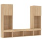 vidaXL Muebles TV pared con LED 5 pzas madera ingeniería roble Sonoma