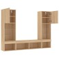 vidaXL Muebles TV pared con LED 5 pzas madera ingeniería roble Sonoma