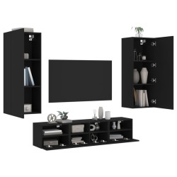vidaXL Muebles de TV de pared 5 piezas madera de ingeniería negro
