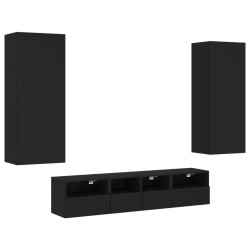 vidaXL Muebles de TV de pared 5 piezas madera de ingeniería negro