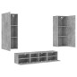 vidaXL Muebles de TV de pared 5 pzas madera ingeniería gris hormigón