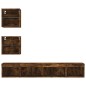 vidaXL Muebles TV pared con LED 5 pzas madera ingeniería roble ahumado