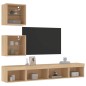 vidaXL Muebles TV pared con LED 5 pzas madera ingeniería roble Sonoma vidaXL Muebles TV pared con LED 5 pzas madera ingeniería roble Sonoma