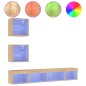 vidaXL Muebles TV pared con LED 5 pzas madera ingeniería roble Sonoma vidaXL Muebles TV pared con LED 5 pzas madera ingeniería roble Sonoma