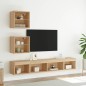 vidaXL Muebles TV pared con LED 5 pzas madera ingeniería roble Sonoma vidaXL Muebles TV pared con LED 5 pzas madera ingeniería roble Sonoma
