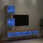 vidaXL Muebles TV pared con LED 5 pzas madera ingeniería roble Sonoma vidaXL Muebles TV pared con LED 5 pzas madera ingeniería roble Sonoma