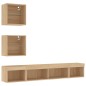 vidaXL Muebles TV pared con LED 5 pzas madera ingeniería roble Sonoma vidaXL Muebles TV pared con LED 5 pzas madera ingeniería roble Sonoma