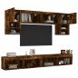 vidaXL Muebles TV pared con LED 6 pzas madera ingeniería roble ahumado