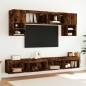 vidaXL Muebles TV pared con LED 6 pzas madera ingeniería roble ahumado