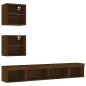 vidaXL Muebles TV pared con LED 5 pzas madera ingeniería marrón roble