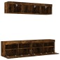 vidaXL Muebles TV pared con LED 5 pzas madera ingeniería roble ahumado