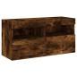 vidaXL Muebles TV pared con LED 5 pzas madera ingeniería roble ahumado
