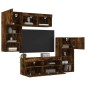 vidaXL Muebles TV pared con LED 5 pzas madera ingeniería roble ahumado vidaXL Muebles TV pared con LED 5 pzas madera ingeniería roble ahumado