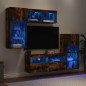 vidaXL Muebles TV pared con LED 5 pzas madera ingeniería roble ahumado vidaXL Muebles TV pared con LED 5 pzas madera ingeniería roble ahumado