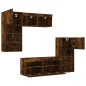 vidaXL Muebles TV pared con LED 5 pzas madera ingeniería roble ahumado vidaXL Muebles TV pared con LED 5 pzas madera ingeniería roble ahumado
