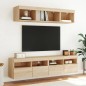vidaXL Muebles TV pared con LED 5 pzas madera ingeniería roble Sonoma
