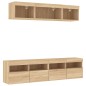 vidaXL Muebles TV pared con LED 5 pzas madera ingeniería roble Sonoma
