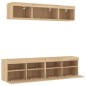 vidaXL Muebles TV pared con LED 5 pzas madera ingeniería roble Sonoma