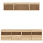 vidaXL Muebles TV pared con LED 5 pzas madera ingeniería roble Sonoma