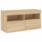vidaXL Muebles TV pared con LED 5 pzas madera ingeniería roble Sonoma