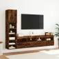 vidaXL Muebles TV pared con LED 4 pzas madera ingeniería roble ahumado vidaXL Muebles TV pared con LED 4 pzas madera ingeniería roble ahumado