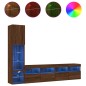 vidaXL Muebles TV pared con LED 4 pzas madera ingeniería marrón roble