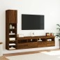 vidaXL Muebles TV pared con LED 4 pzas madera ingeniería marrón roble