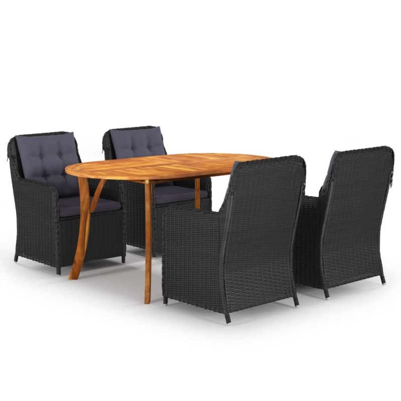 vidaXL Juego de comedor para jardín 5 piezas negro vidaXL Juego de comedor para jardín 5 piezas negro