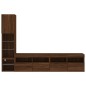 vidaXL Muebles TV pared con LED 4 pzas madera ingeniería marrón roble
