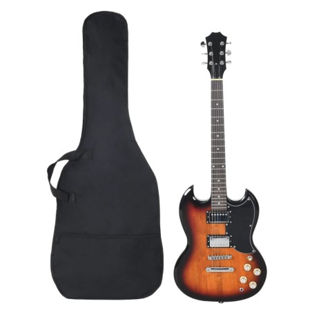 vidaXL Guitarra eléctrica principiantes con funda marrón negro 4/4 39"