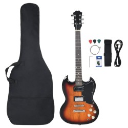 vidaXL Guitarra eléctrica principiantes con funda marrón negro 4/4 39"