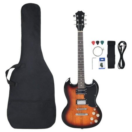 vidaXL Guitarra eléctrica principiantes con funda marrón negro 4/4 39"