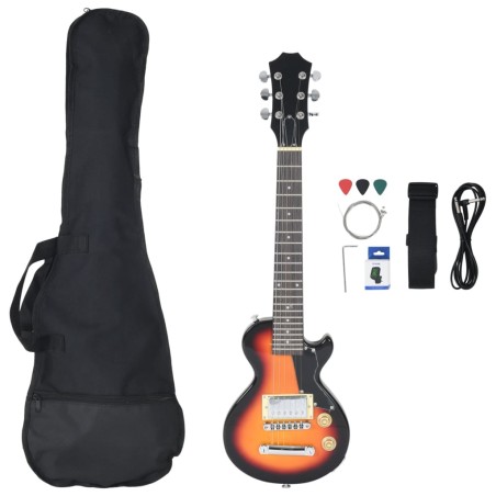 vidaXL Guitarra eléctrica para niños con funda marrón y negro 3/4 30"