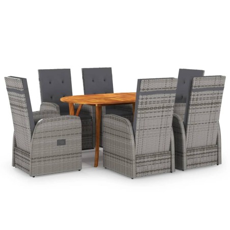vidaXL Juego de comedor para jardín 7 piezas gris