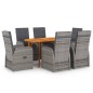 vidaXL Juego de comedor para jardín 7 piezas gris vidaXL Juego de comedor para jardín 7 piezas gris