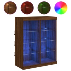 vidaXL Aparador con luces LED roble marrón 81x37x100 cm