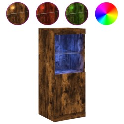 vidaXL Aparador con luces LED roble ahumado 41x37x100 cm