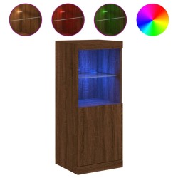 vidaXL Aparador con luces LED roble marrón 41x37x100 cm
