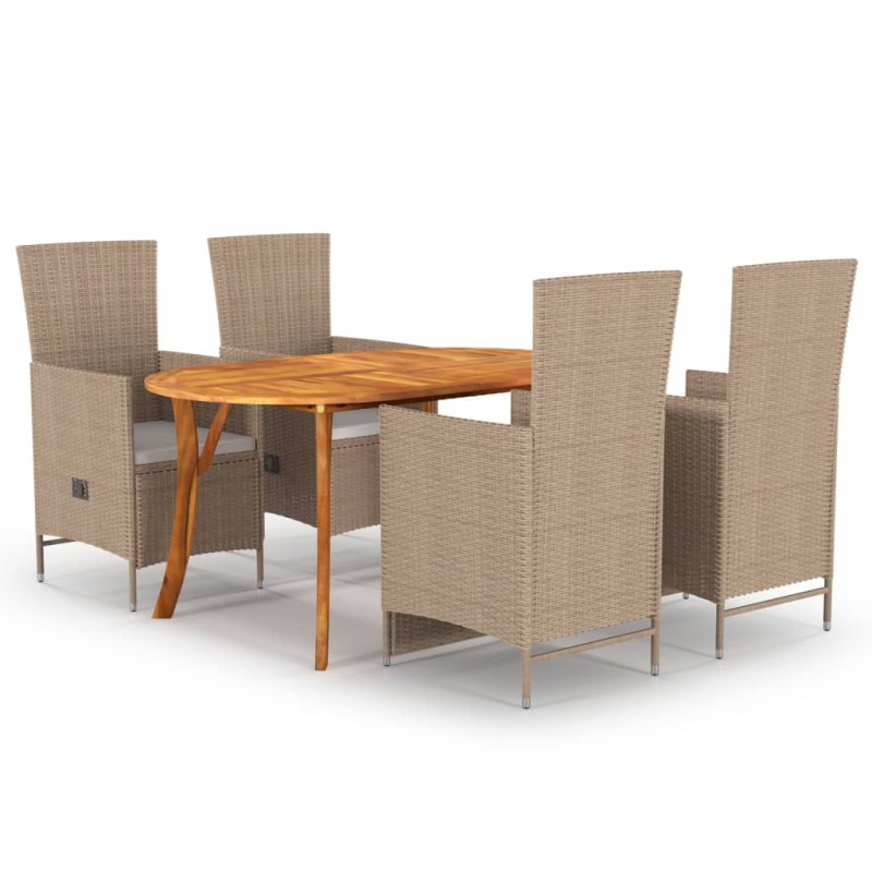 vidaXL Juego de comedor para jardín 5 piezas beige vidaXL Juego de comedor para jardín 5 piezas beige