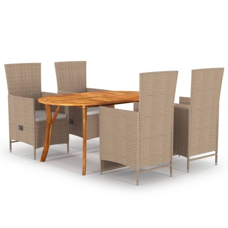 vidaXL Juego de comedor para jardín 5 piezas beige