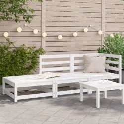 vidaXL Sofá jardín con reposapiés 2 plazas madera maciza pino blanco