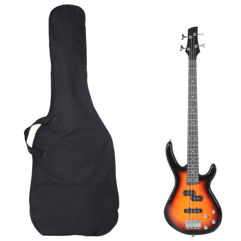 vidaXL Bajo eléctrico para principiantes y funda marrón negro 4/4 46" vidaXL Bajo eléctrico para principiantes y funda marrón negro 4/4 46"