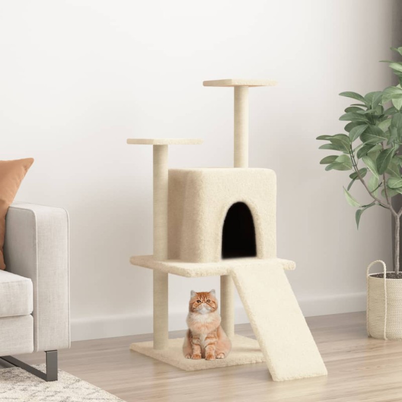 vidaXL Rascador para gatos con postes de sisal color crema 110 cm vidaXL Rascador para gatos con postes de sisal color crema 110 cm