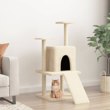 vidaXL Rascador para gatos con postes de sisal color crema 110 cm
