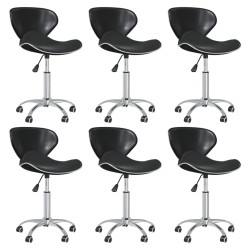 vidaXL Sillas de comedor giratorias 6 unidades cuero sintético negro