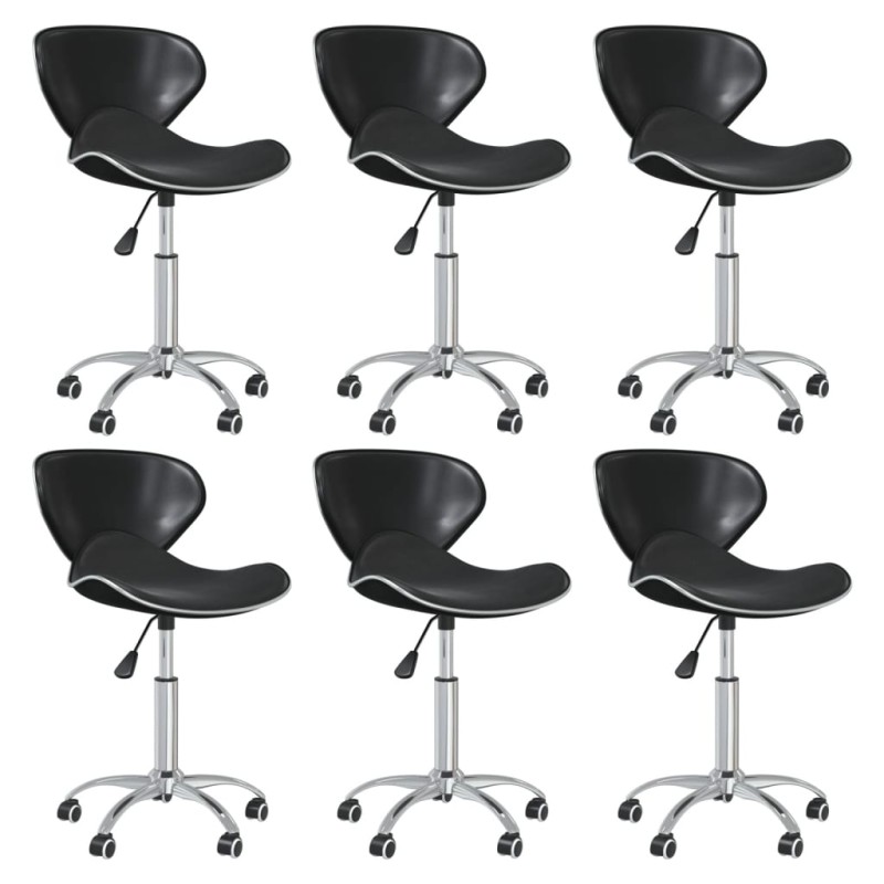 vidaXL Sillas de comedor giratorias 6 unidades cuero sintético negro vidaXL Sillas de comedor giratorias 6 unidades cuero sintético negro