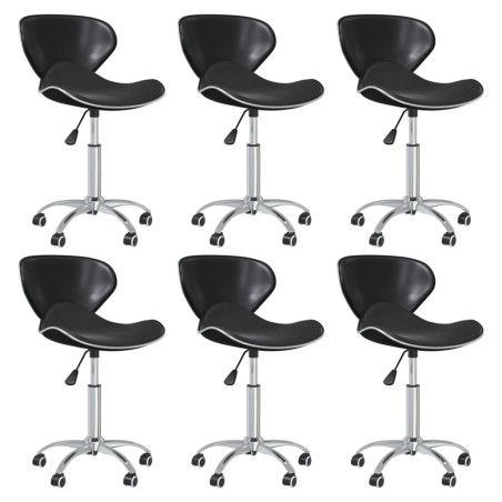 vidaXL Sillas de comedor giratorias 6 unidades cuero sintético negro