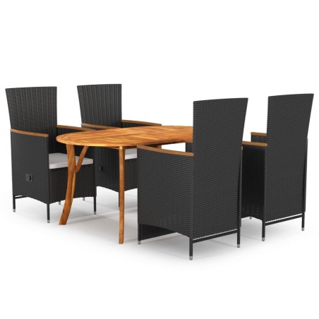 vidaXL Juego de comedor para jardín 5 piezas negro